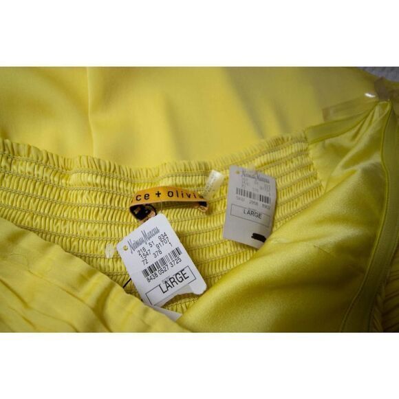 NEW‎ Alice + Olivia 100% Silk A-Line Mini Dress, Yellow, Large - Picture 11 of 14